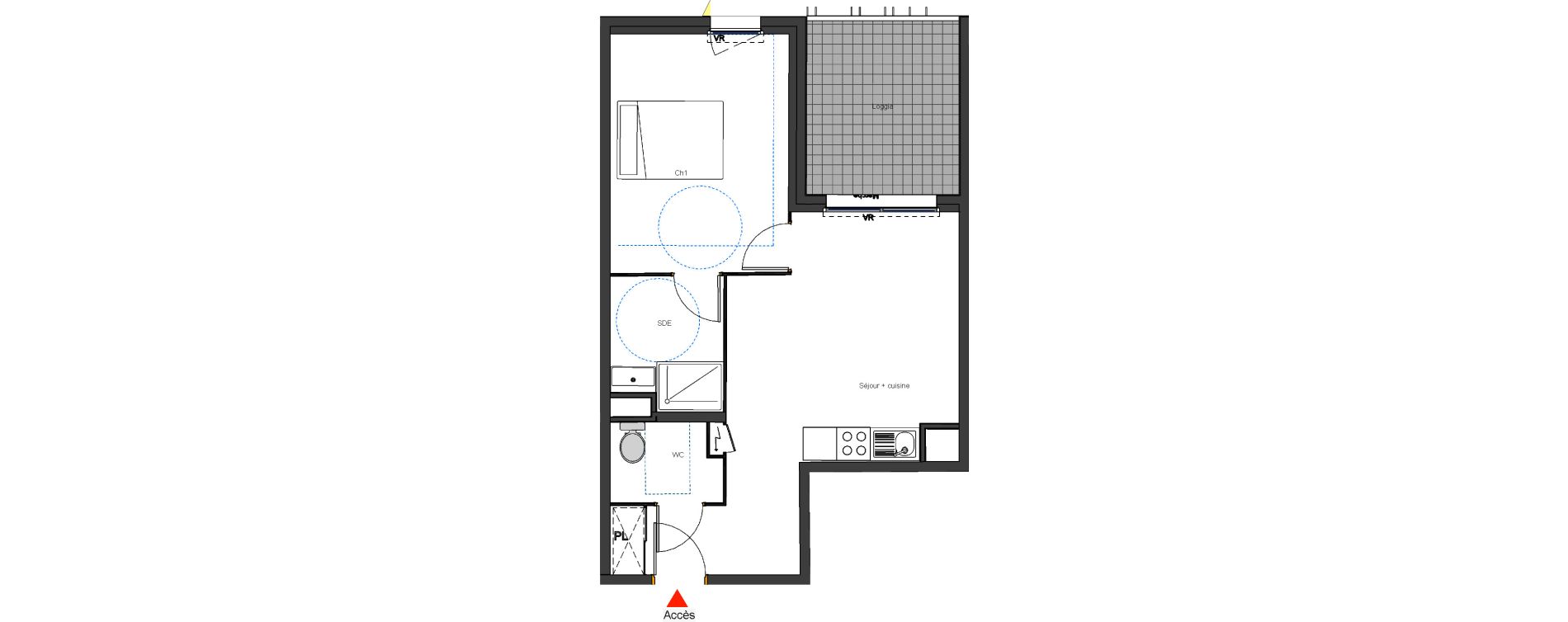 Appartement T2 de 43,60 m2 &agrave; Montpellier Les aiguerelles