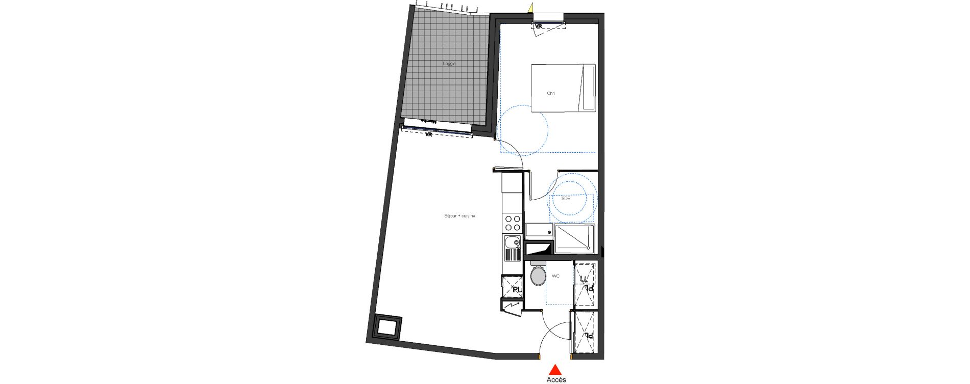 Appartement T2 de 47,30 m2 &agrave; Montpellier Les aiguerelles