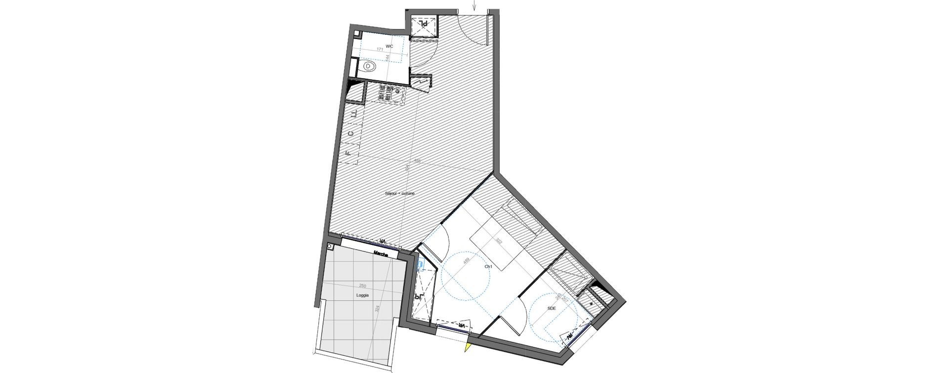 Appartement T2 de 47,50 m2 &agrave; Montpellier Les aiguerelles