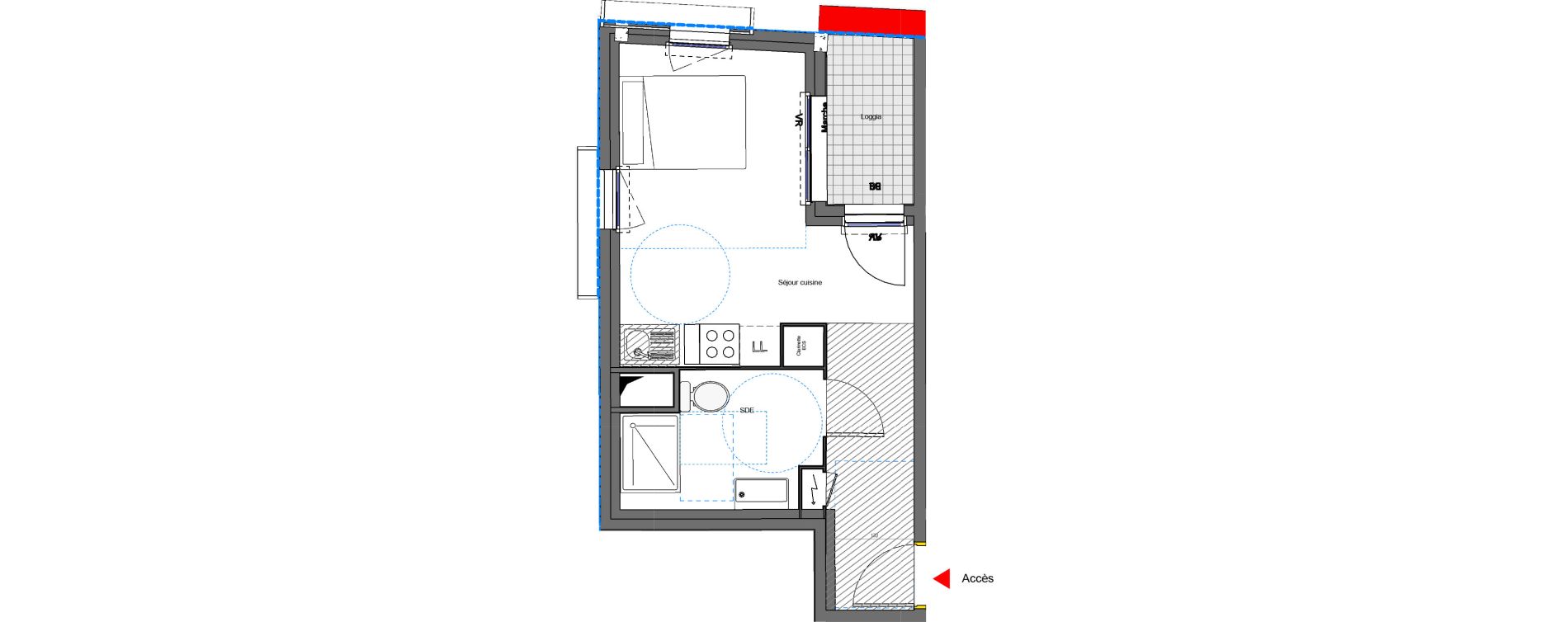 Appartement T1 de 27,40 m2 &agrave; Montpellier Les aiguerelles