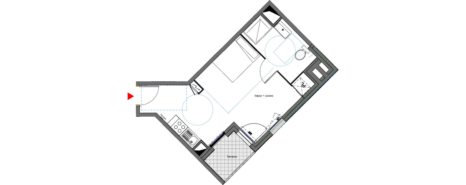 Appartement T1 de 29,10 m2 &agrave; Montpellier Les aiguerelles