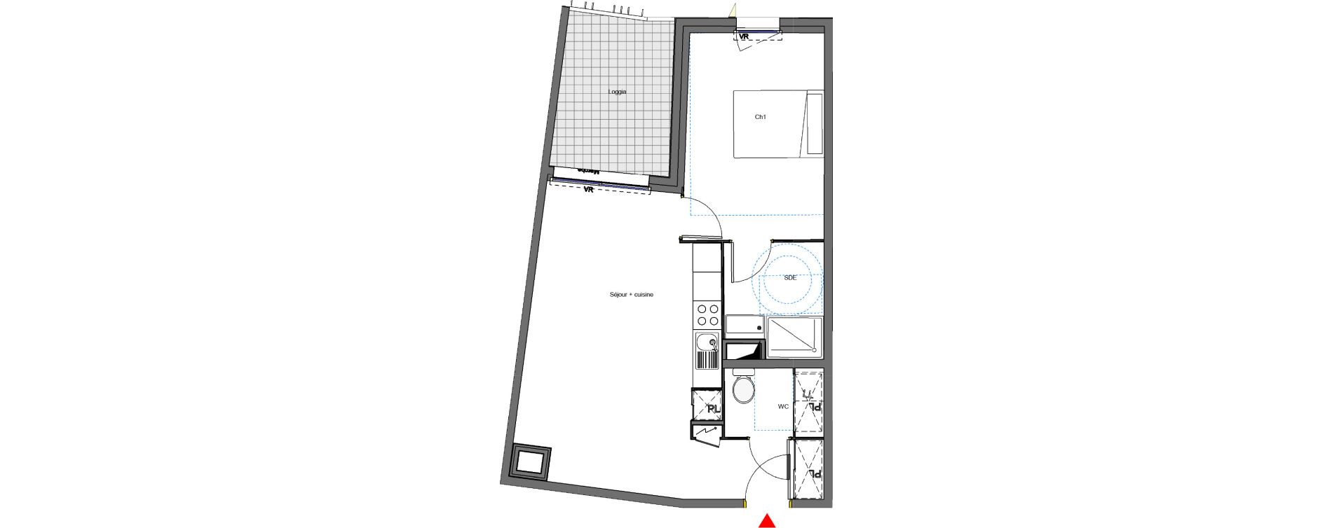 Appartement T2 de 44,80 m2 &agrave; Montpellier Les aiguerelles