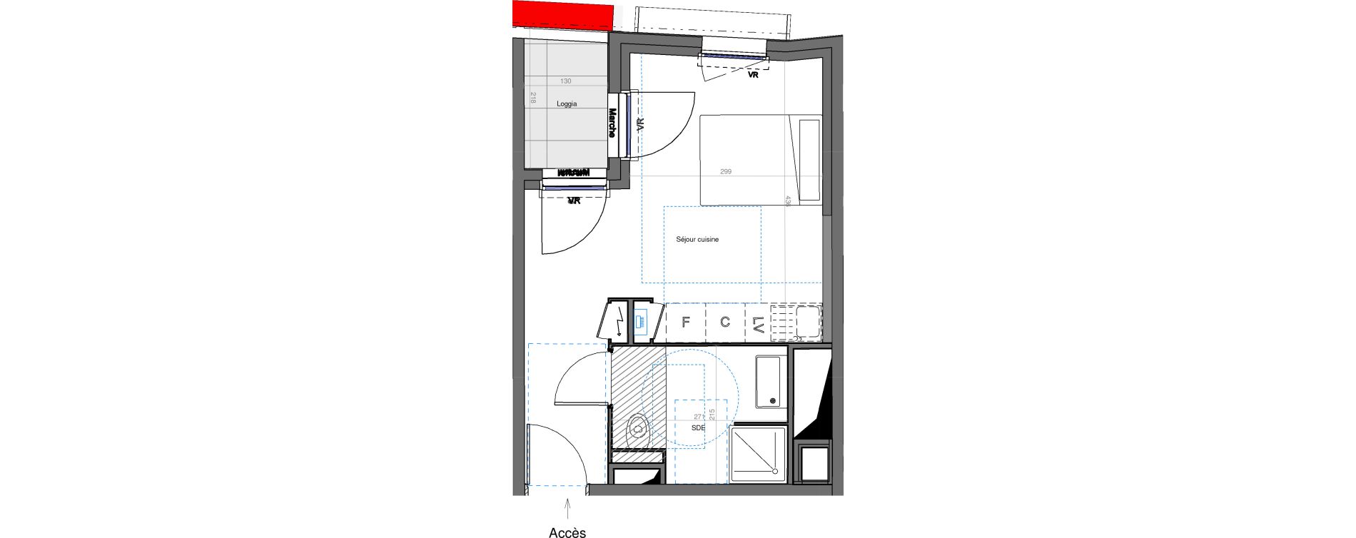 Appartement T1 de 25,40 m2 &agrave; Montpellier Les aiguerelles