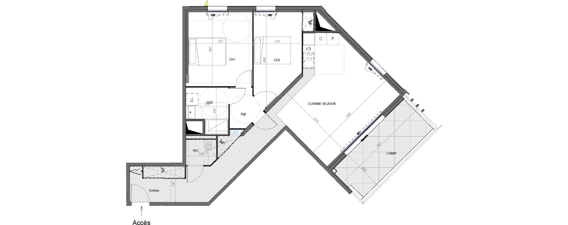 Appartement T3 de 71,30 m2 &agrave; Montpellier Les aiguerelles