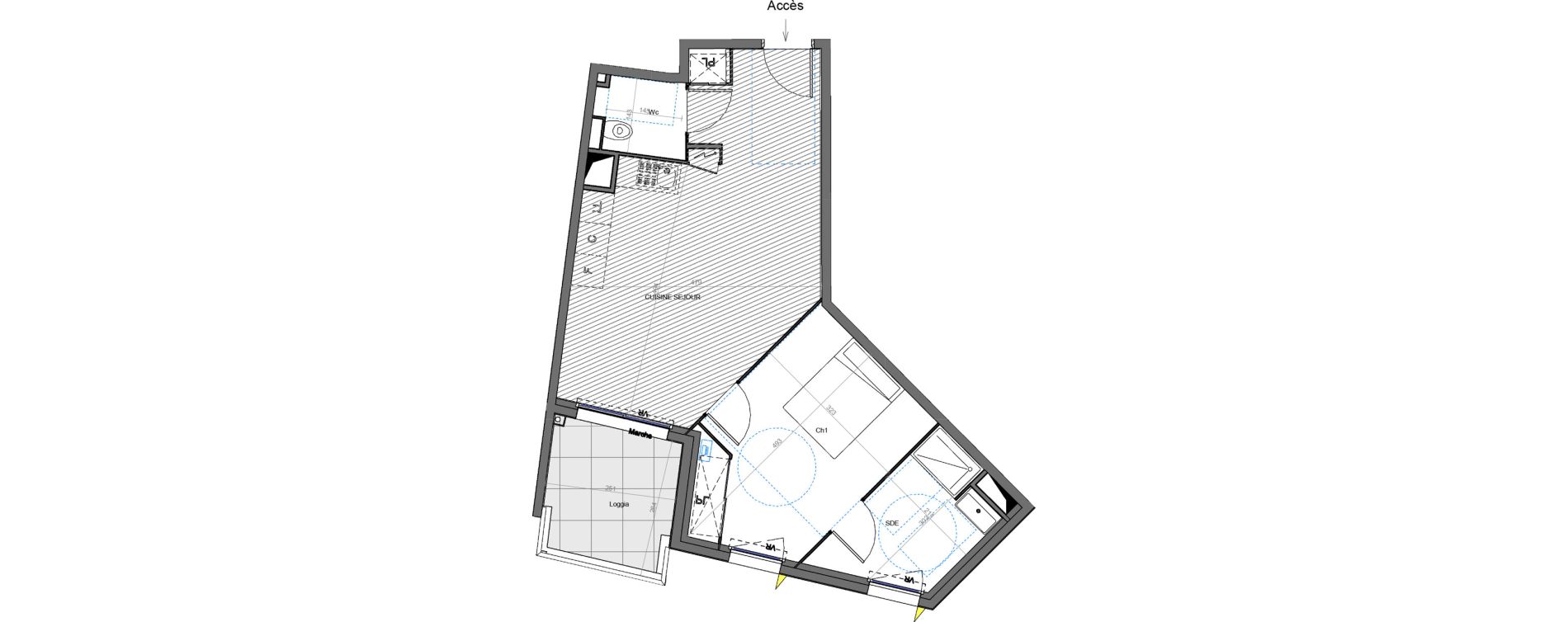 Appartement T2 de 47,90 m2 &agrave; Montpellier Les aiguerelles