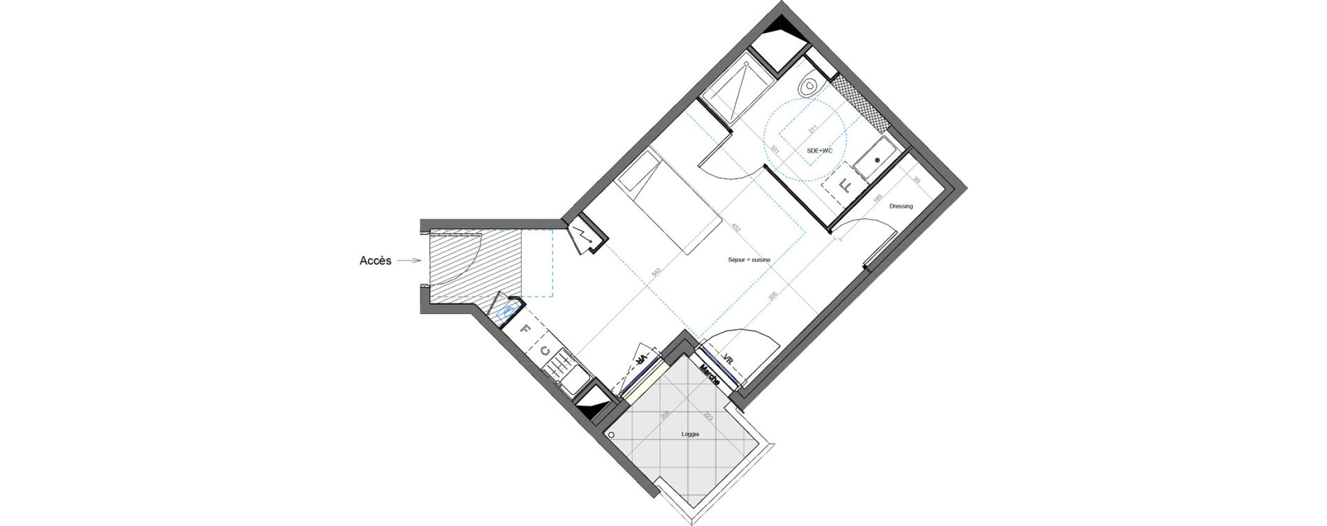 Appartement T1 de 29,50 m2 &agrave; Montpellier Les aiguerelles