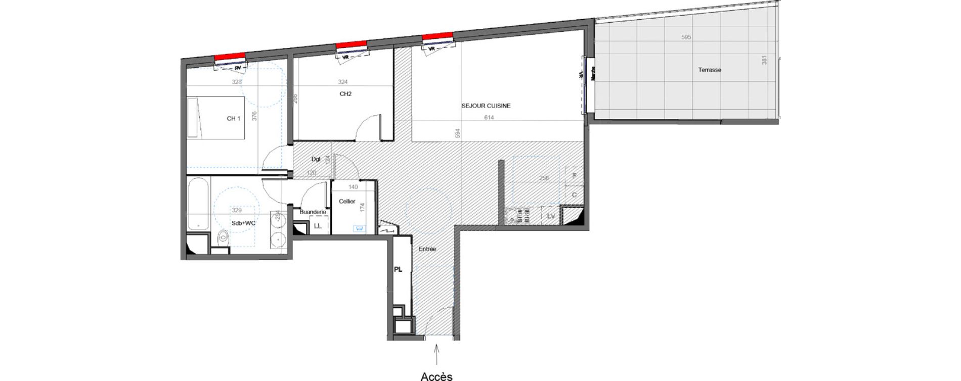 Appartement T3 de 80,60 m2 &agrave; Montpellier Les aiguerelles