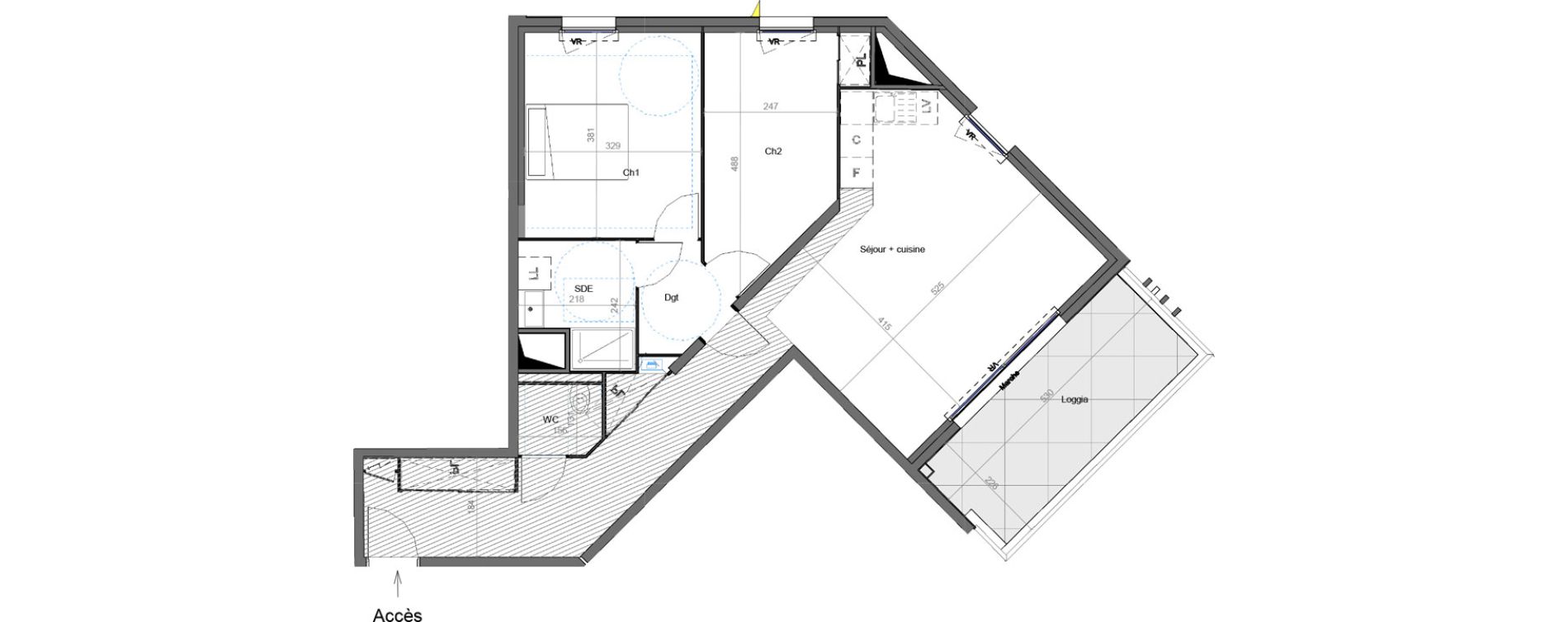 Appartement T3 de 71,30 m2 &agrave; Montpellier Les aiguerelles