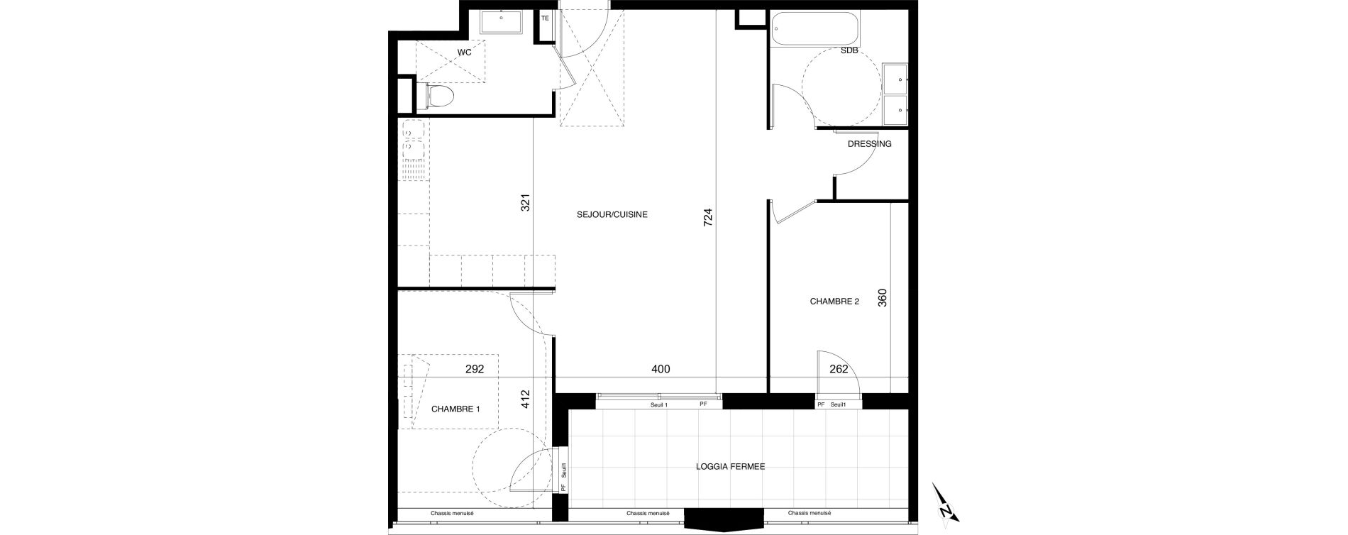 Appartement T3 de 73,48 m2 &agrave; Montpellier Cit&eacute; cr&eacute;ative