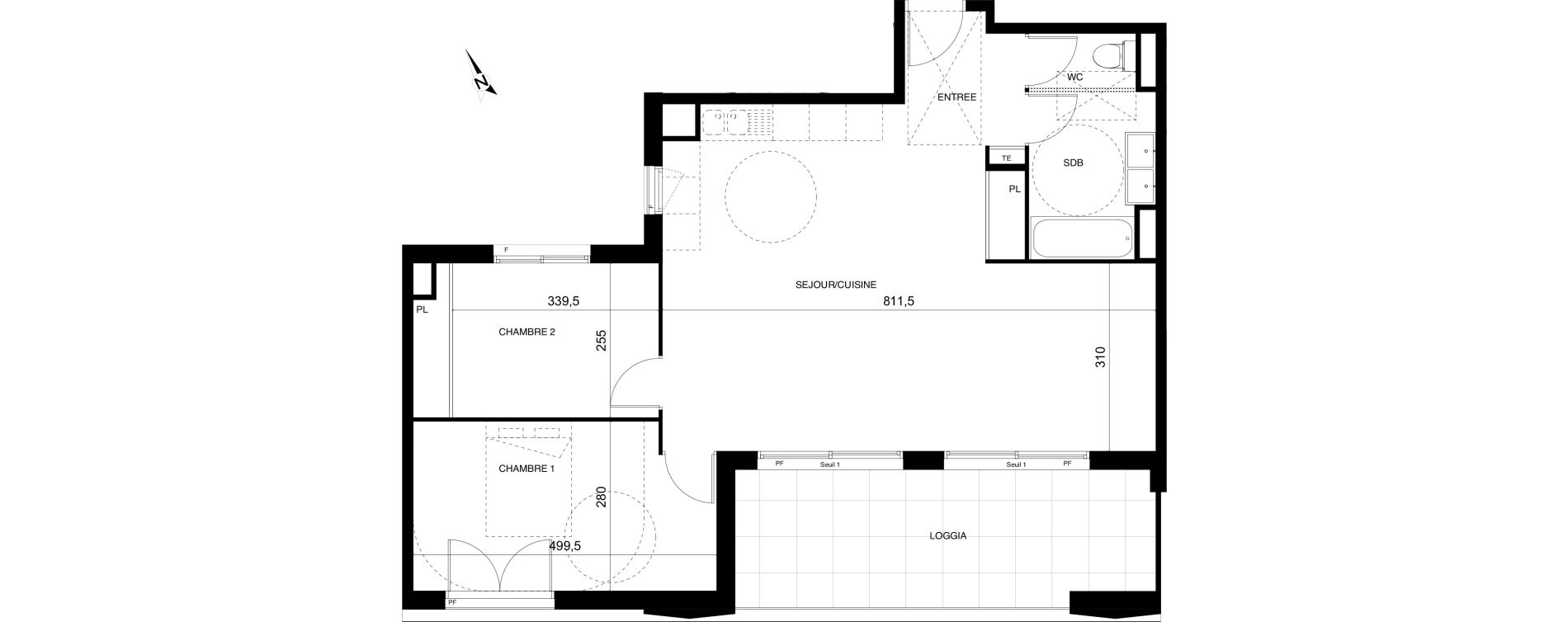 Appartement T3 de 73,46 m2 &agrave; Montpellier Cit&eacute; cr&eacute;ative