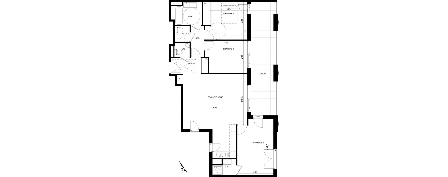 Appartement T4 de 90,55 m2 &agrave; Montpellier Cit&eacute; cr&eacute;ative