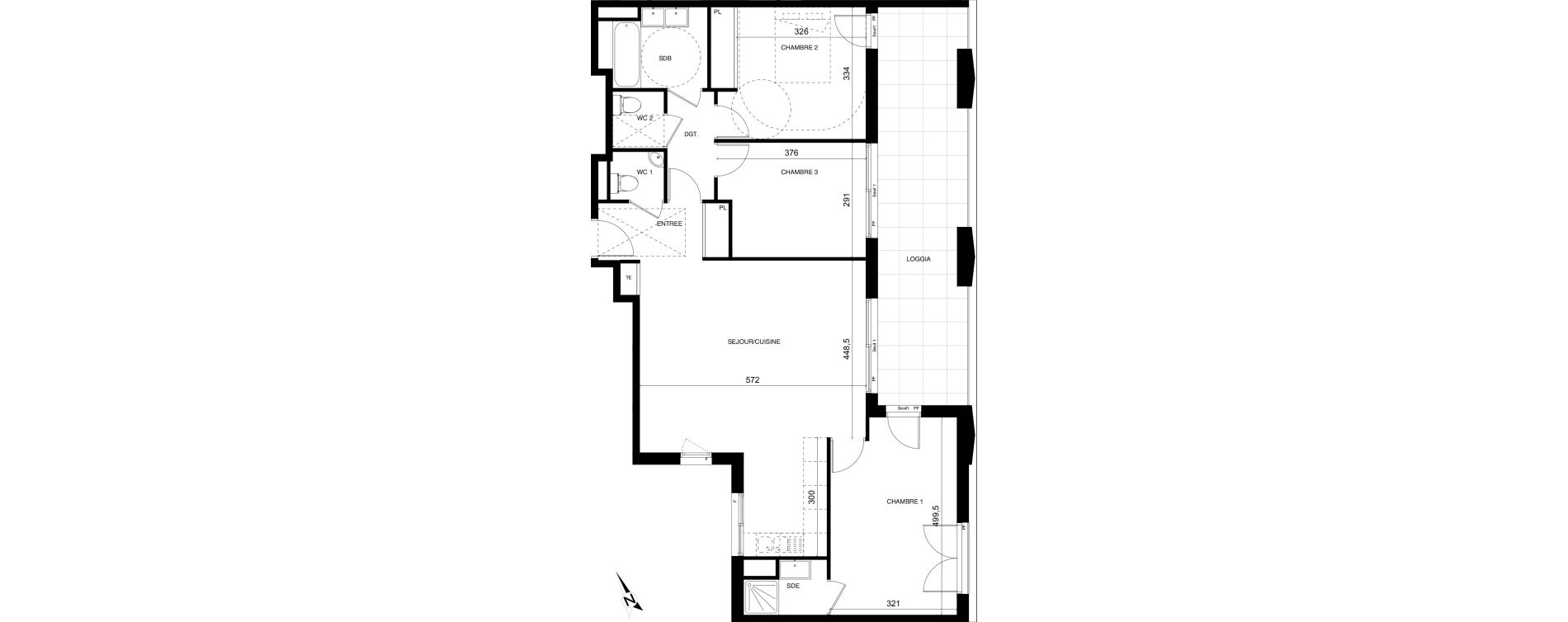 Appartement T4 de 90,55 m2 &agrave; Montpellier Cit&eacute; cr&eacute;ative
