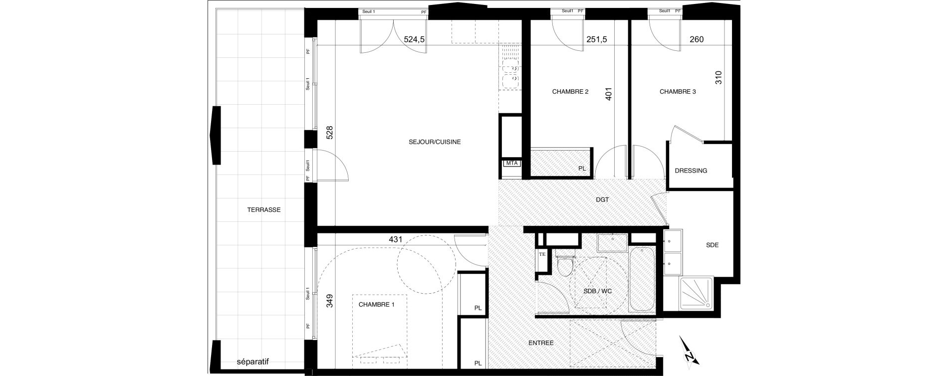 Appartement T4 de 88,11 m2 &agrave; Montpellier Cit&eacute; cr&eacute;ative