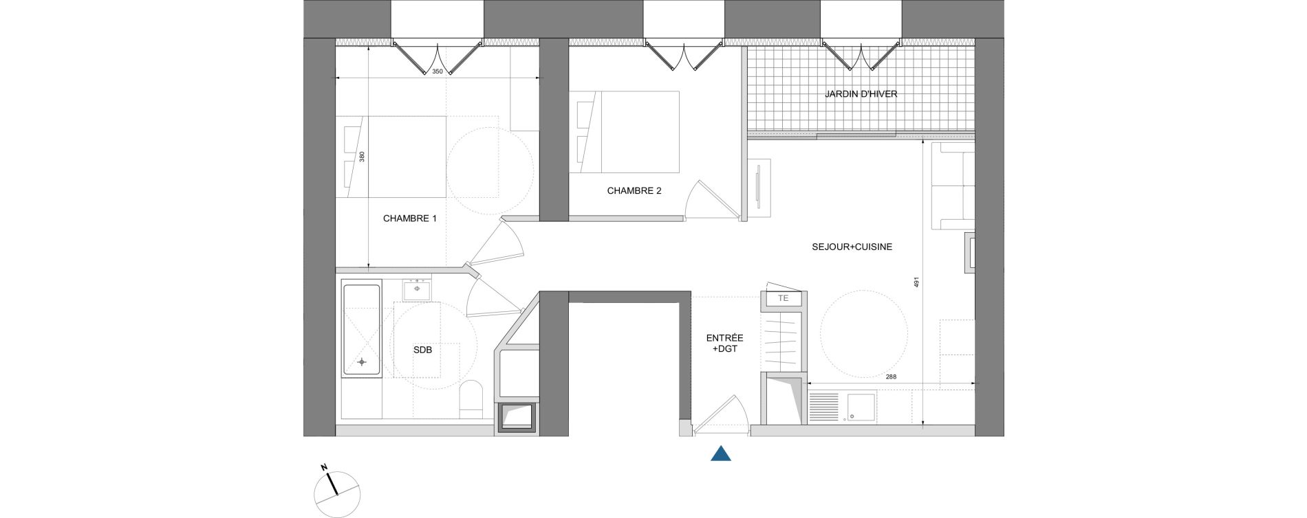 Appartement T3 de 59,10 m2 &agrave; Montpellier Cit&eacute; cr&eacute;ative
