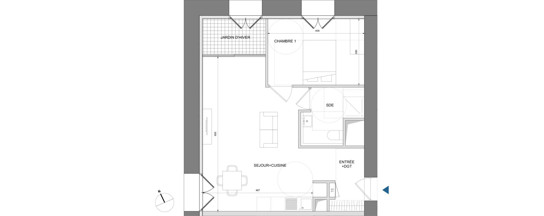 Appartement T2 de 51,70 m2 &agrave; Montpellier Cit&eacute; cr&eacute;ative