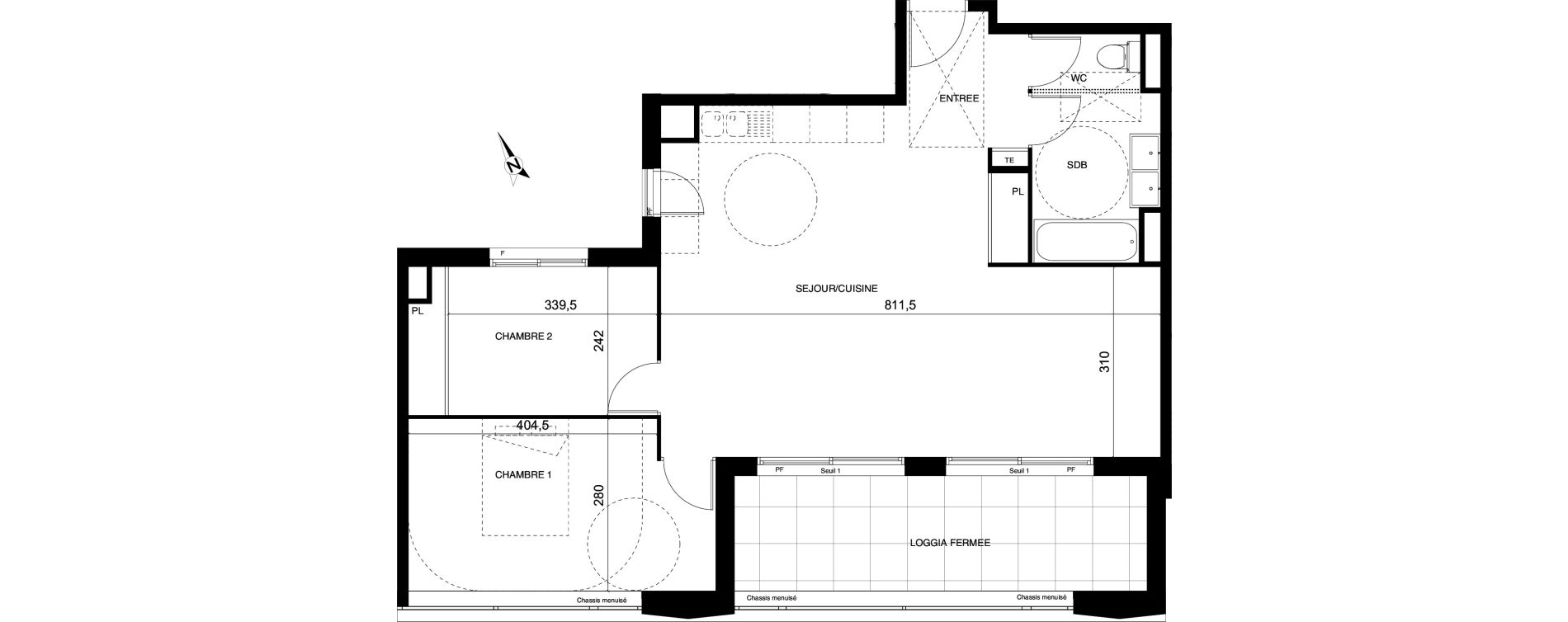 Appartement T3 de 72,81 m2 &agrave; Montpellier Cit&eacute; cr&eacute;ative