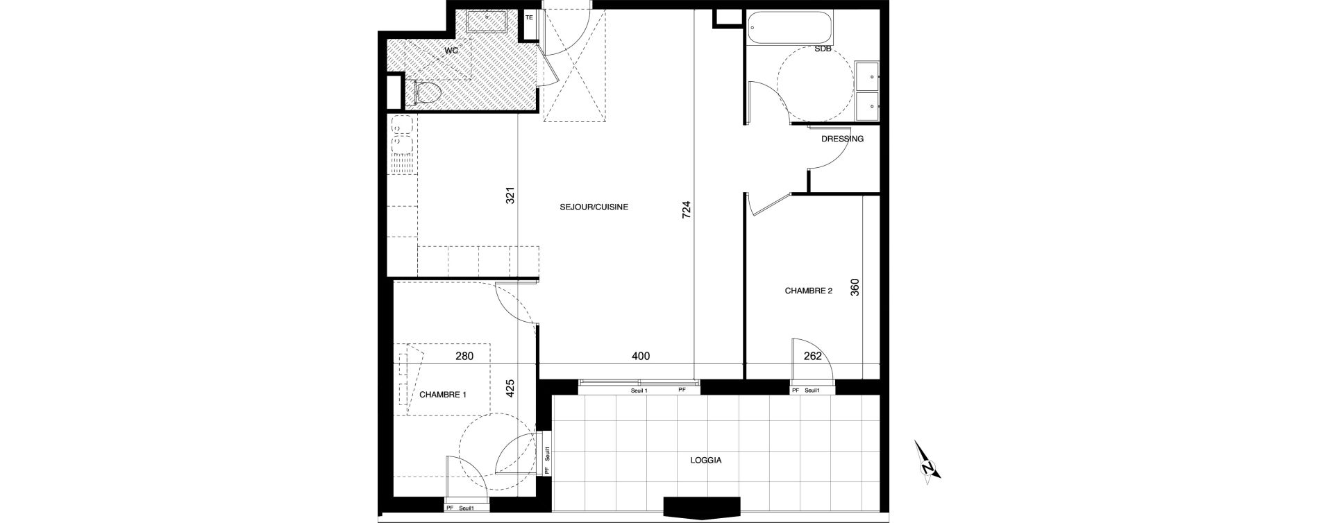 Appartement T3 de 73,35 m2 &agrave; Montpellier Cit&eacute; cr&eacute;ative