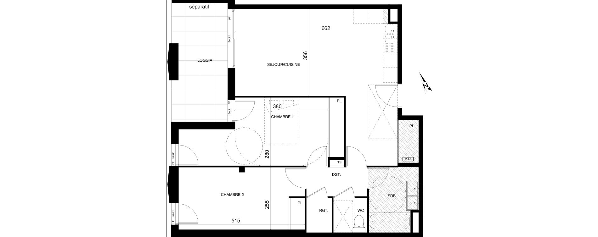 Appartement T3 de 71,24 m2 &agrave; Montpellier Cit&eacute; cr&eacute;ative