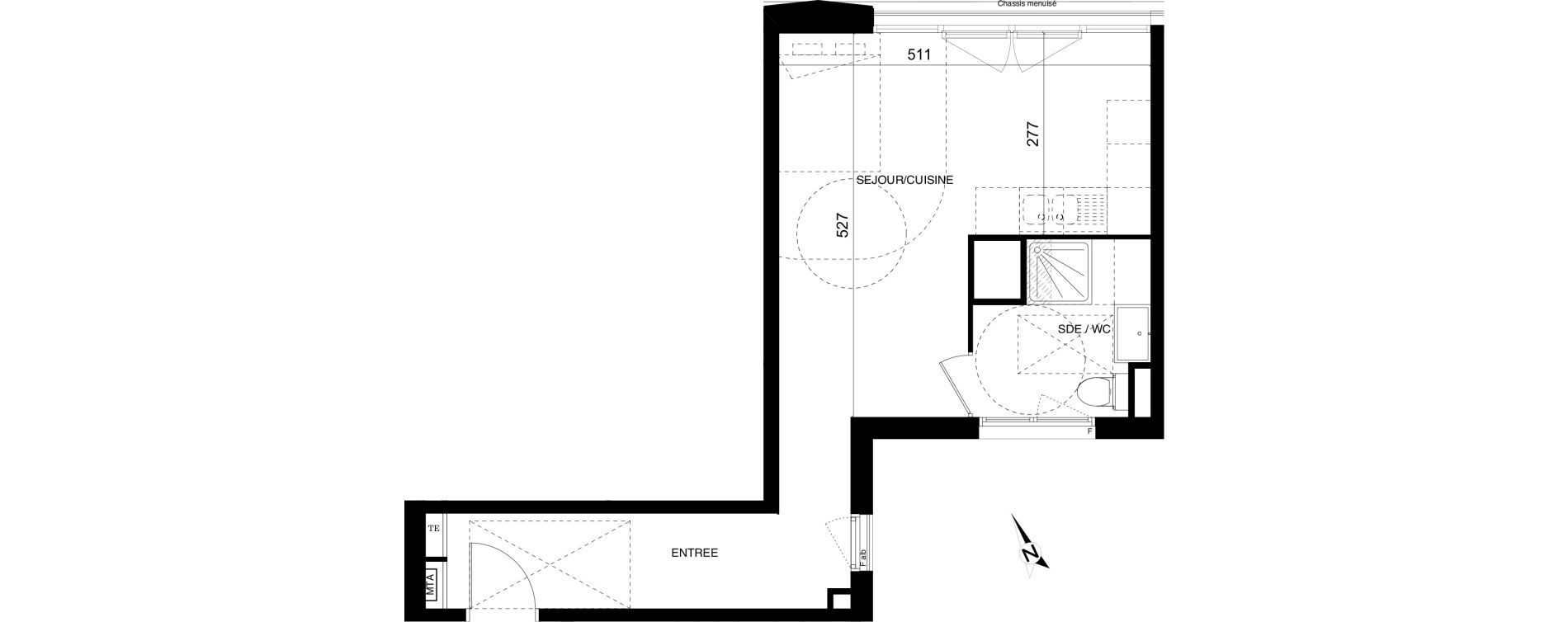 Appartement T1 de 34,23 m2 &agrave; Montpellier Cit&eacute; cr&eacute;ative
