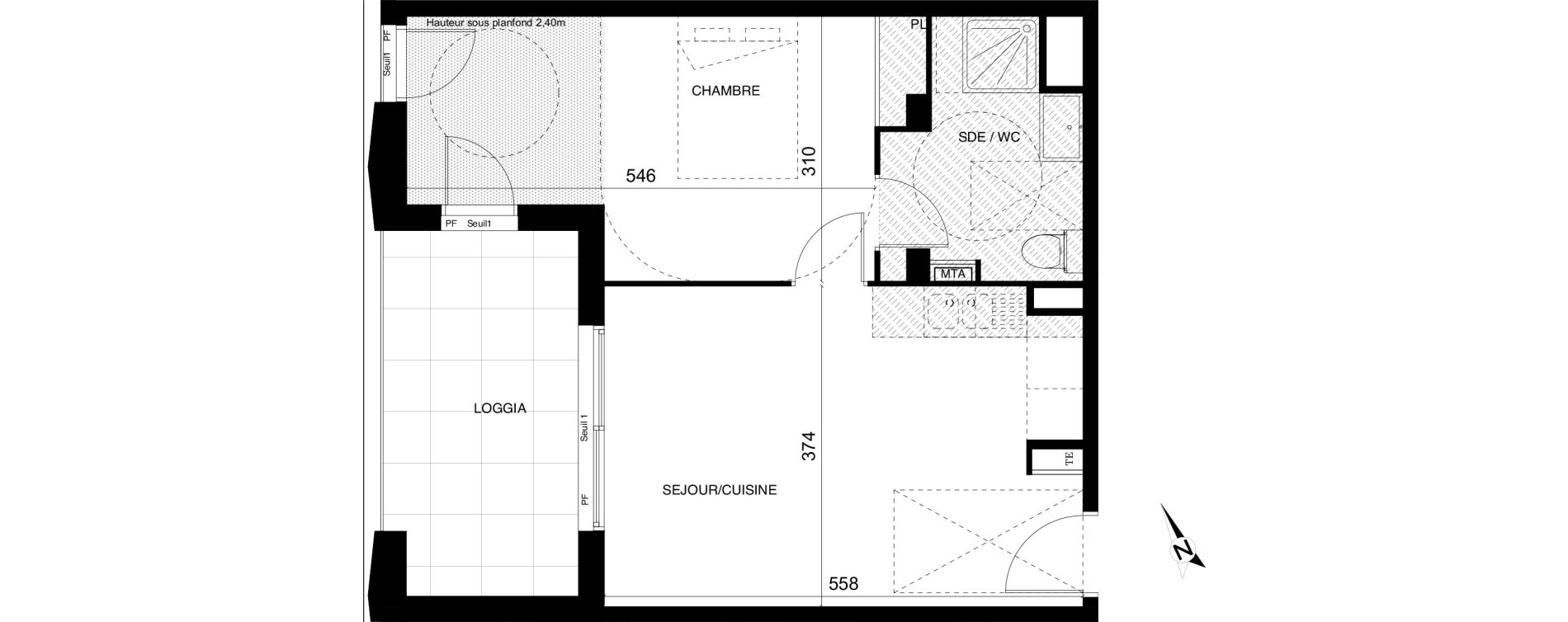 Appartement T2 de 41,93 m2 &agrave; Montpellier Cit&eacute; cr&eacute;ative