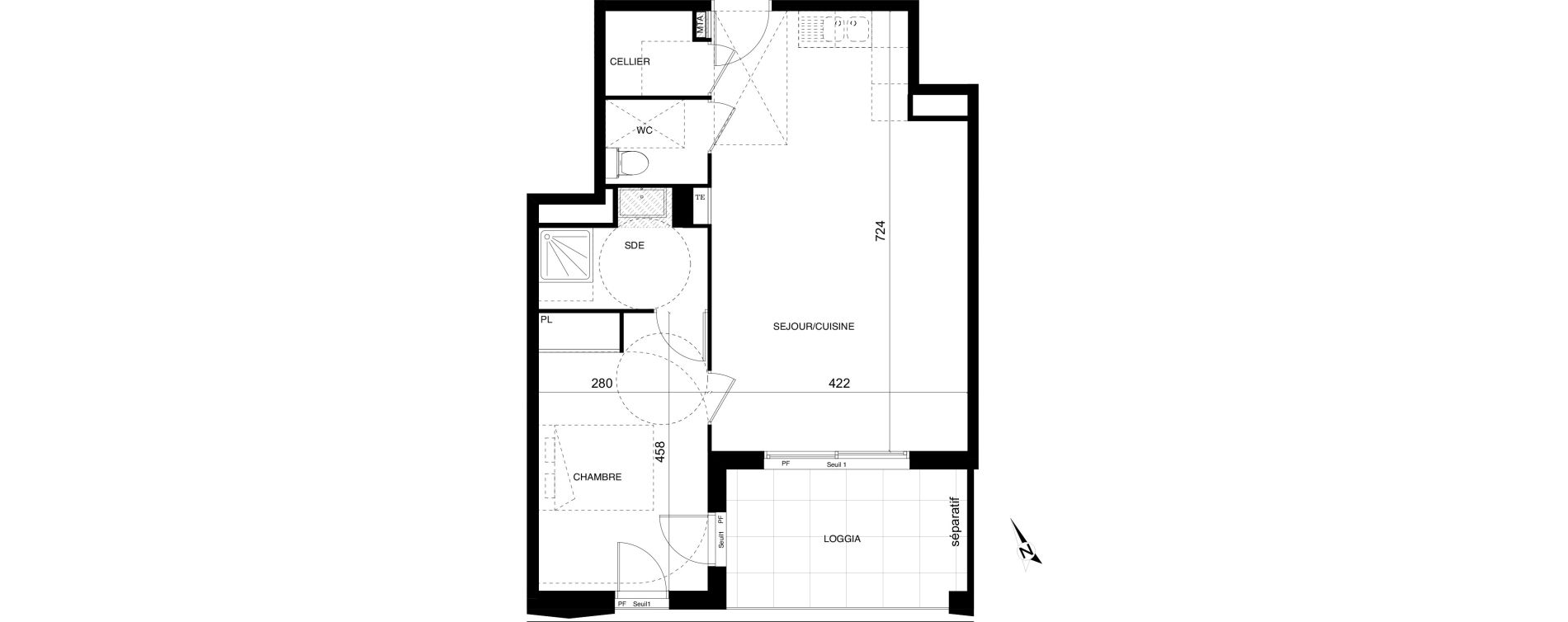 Appartement T2 de 50,66 m2 &agrave; Montpellier Cit&eacute; cr&eacute;ative