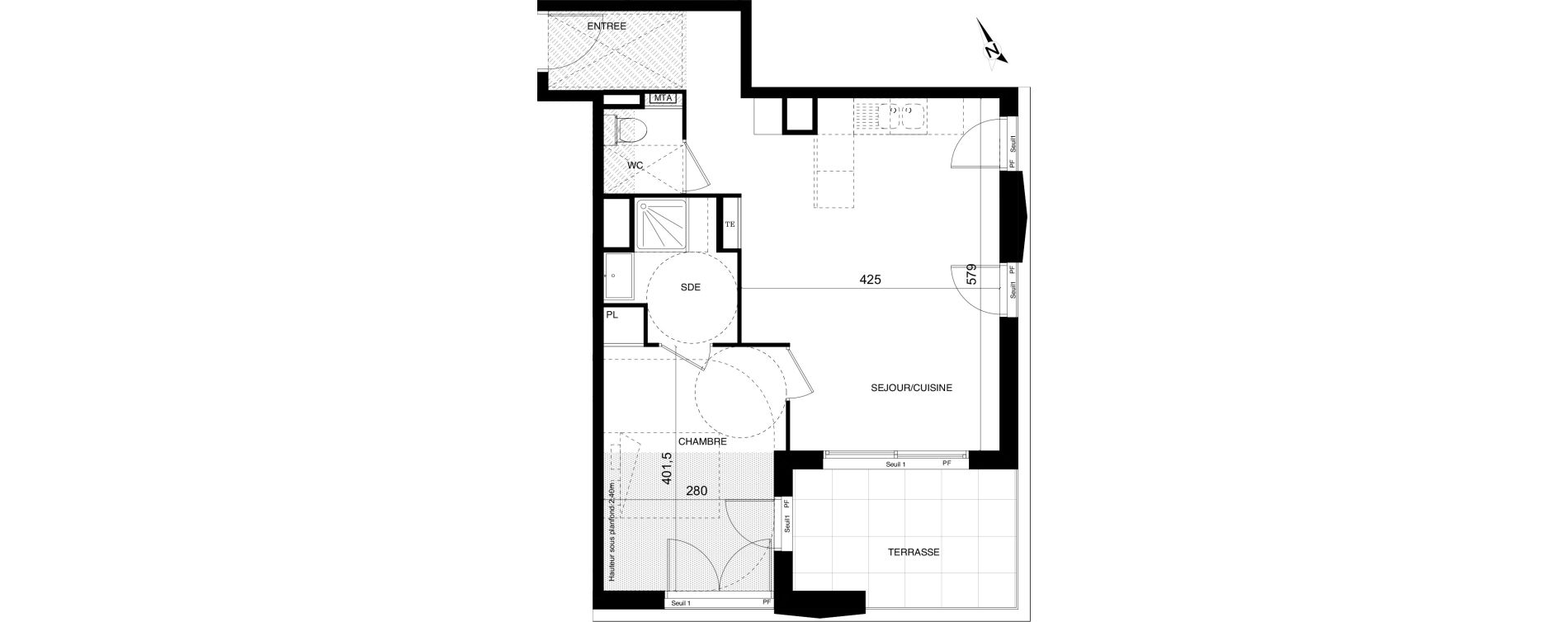 Appartement T2 de 46,60 m2 &agrave; Montpellier Cit&eacute; cr&eacute;ative