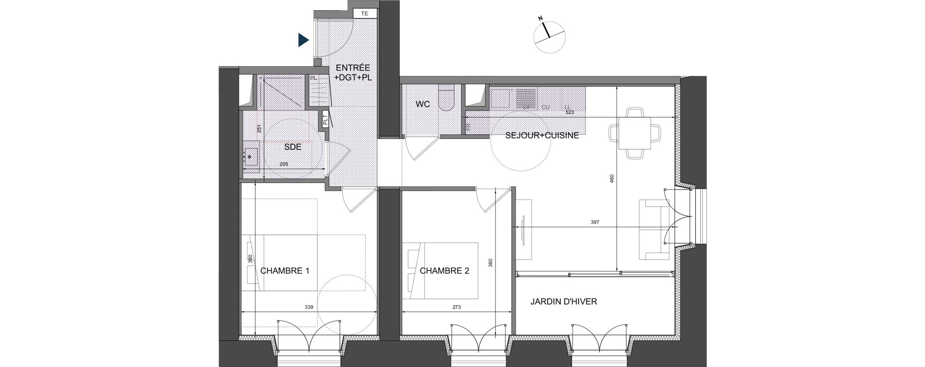 Appartement T3 de 64,20 m2 &agrave; Montpellier Cit&eacute; cr&eacute;ative