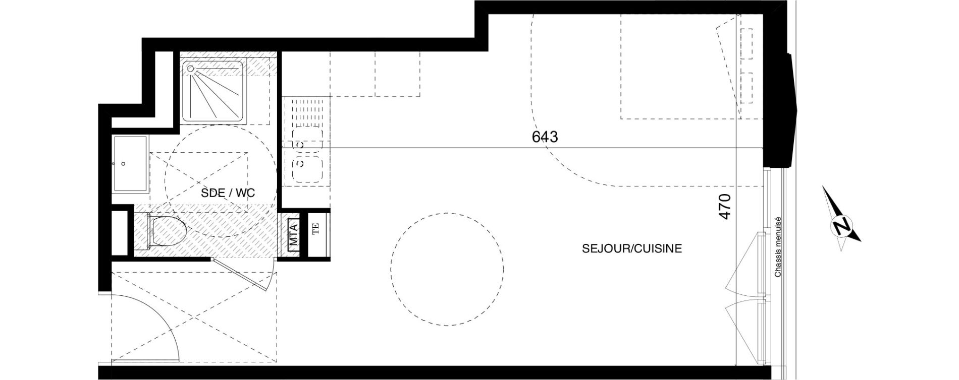 Appartement T1 de 36,61 m2 &agrave; Montpellier Cit&eacute; cr&eacute;ative