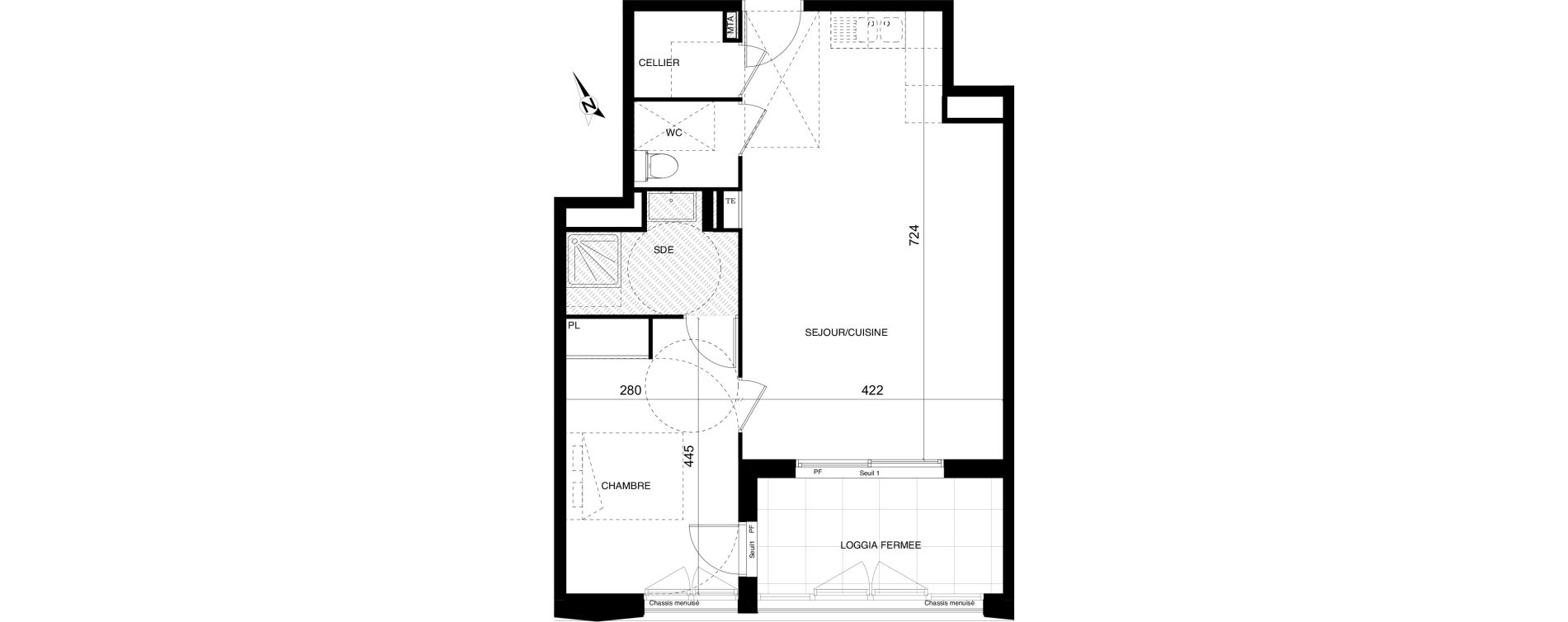 Appartement T2 de 50,30 m2 &agrave; Montpellier Cit&eacute; cr&eacute;ative