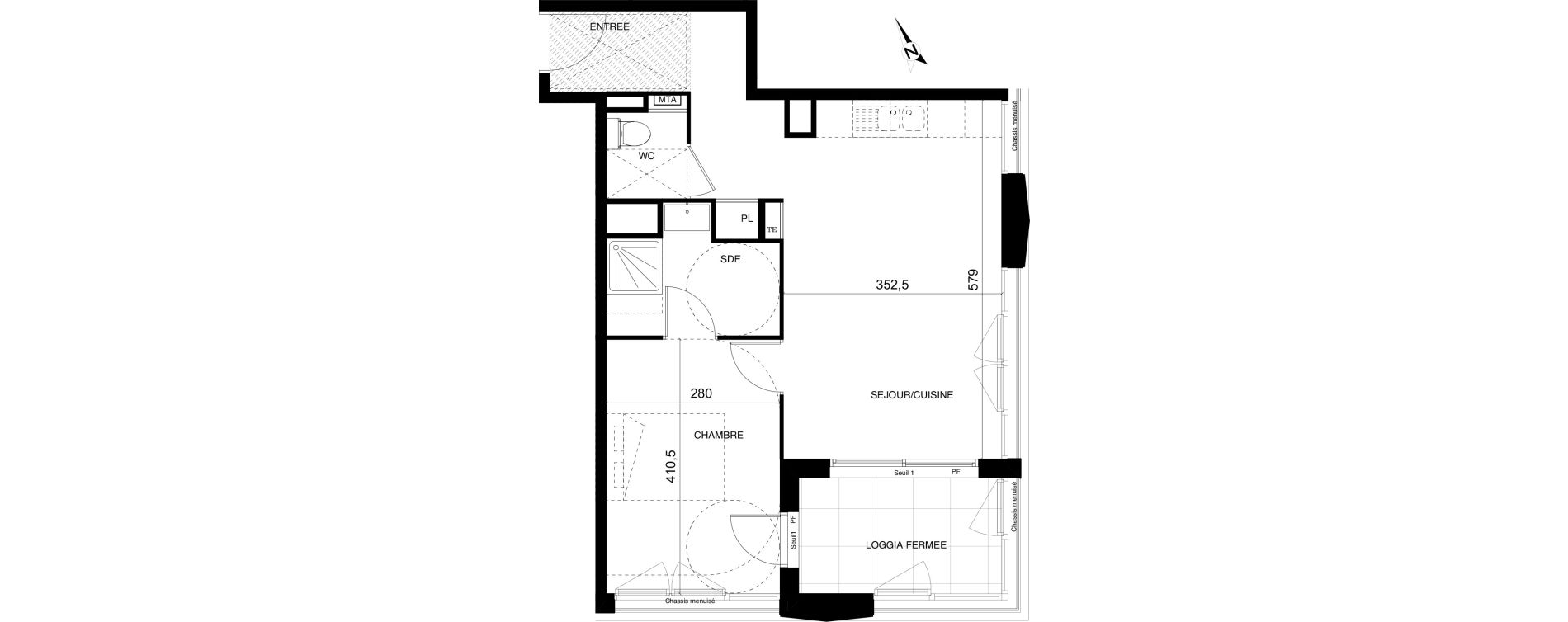 Appartement T2 de 45,48 m2 &agrave; Montpellier Cit&eacute; cr&eacute;ative