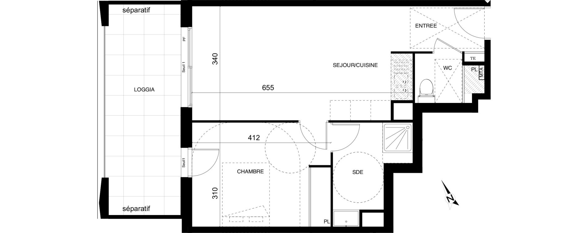 Appartement T2 de 45,55 m2 &agrave; Montpellier Cit&eacute; cr&eacute;ative