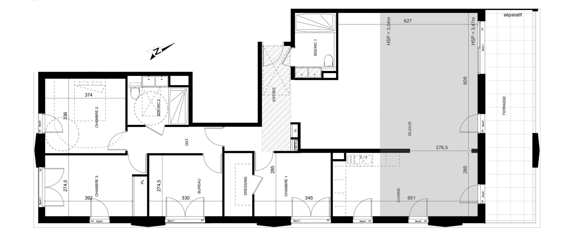 Appartement T5 de 133,44 m2 &agrave; Montpellier Cit&eacute; cr&eacute;ative