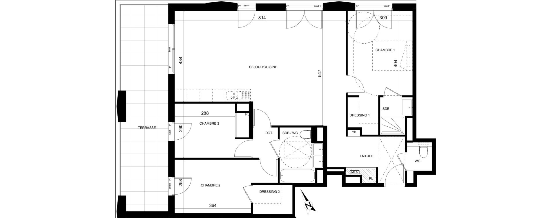 Appartement T4 de 96,15 m2 &agrave; Montpellier Cit&eacute; cr&eacute;ative