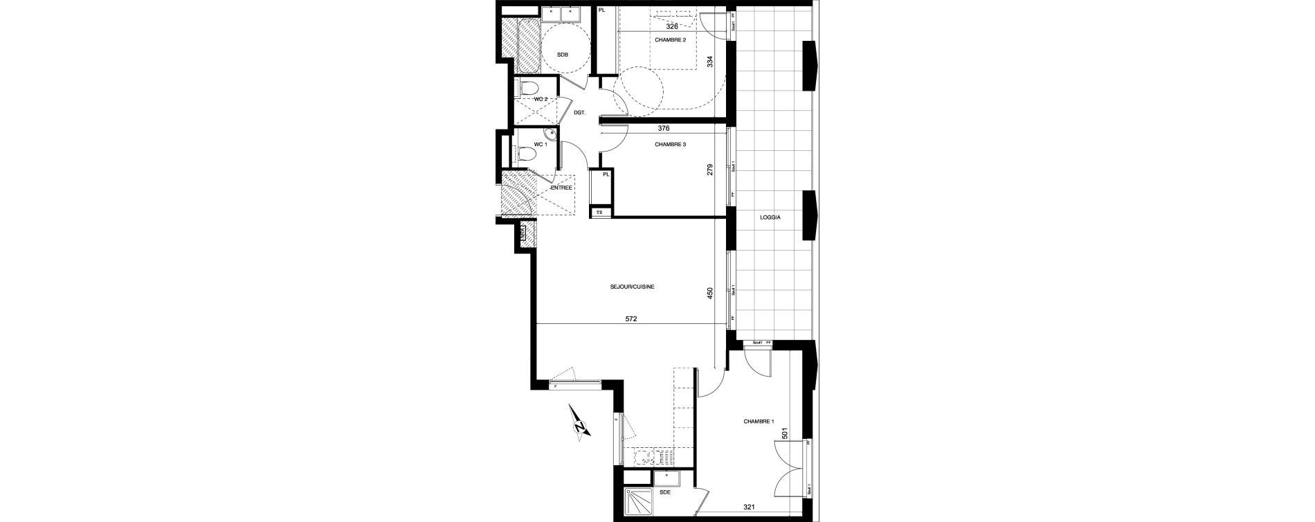 Appartement T4 de 90,54 m2 &agrave; Montpellier Cit&eacute; cr&eacute;ative