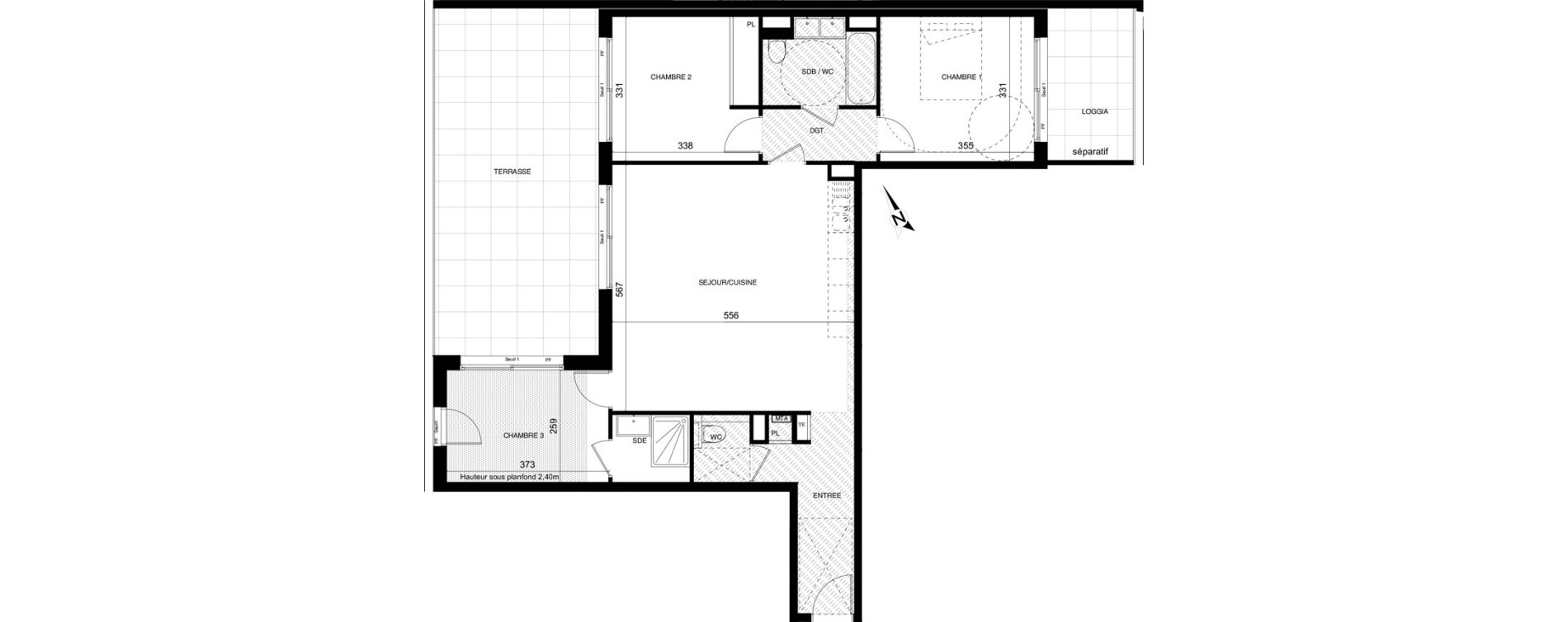 Appartement T4 de 83,76 m2 &agrave; Montpellier Cit&eacute; cr&eacute;ative