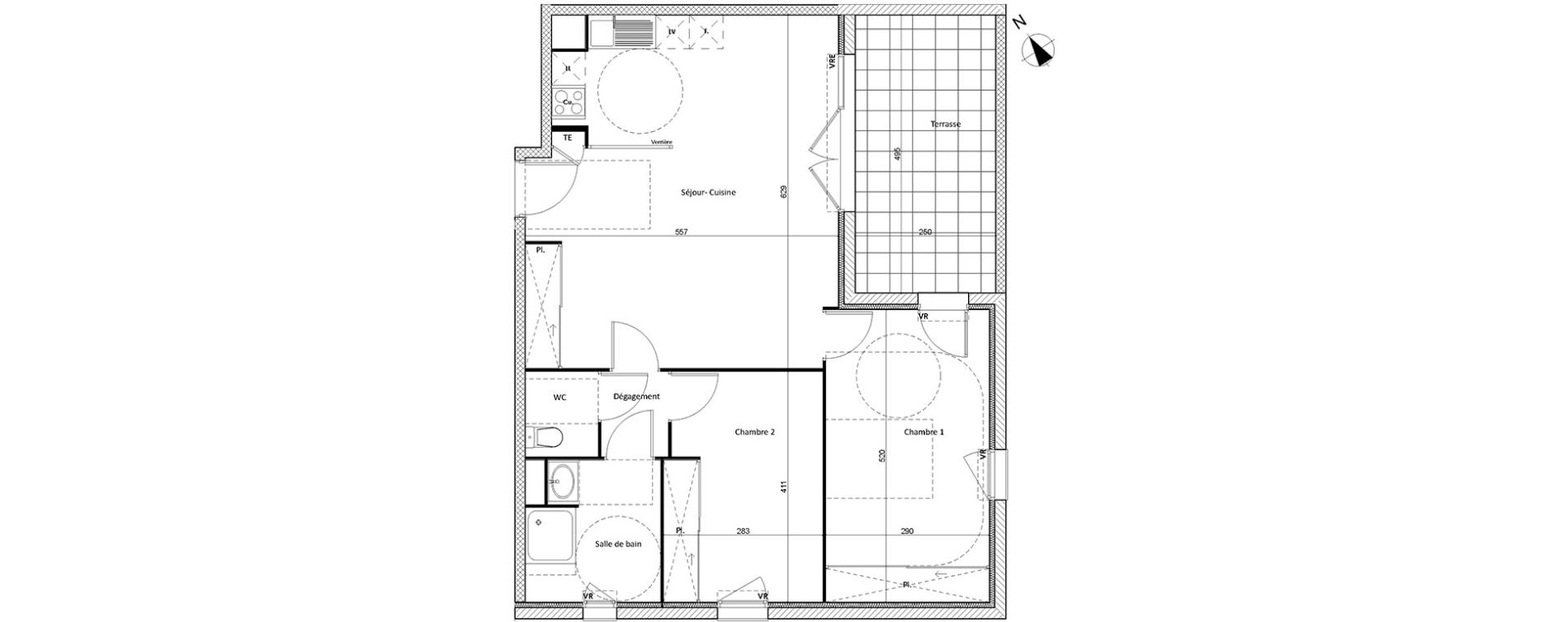 Appartement T3 de 68,83 m2 &agrave; Montpellier Montpellier saint martin