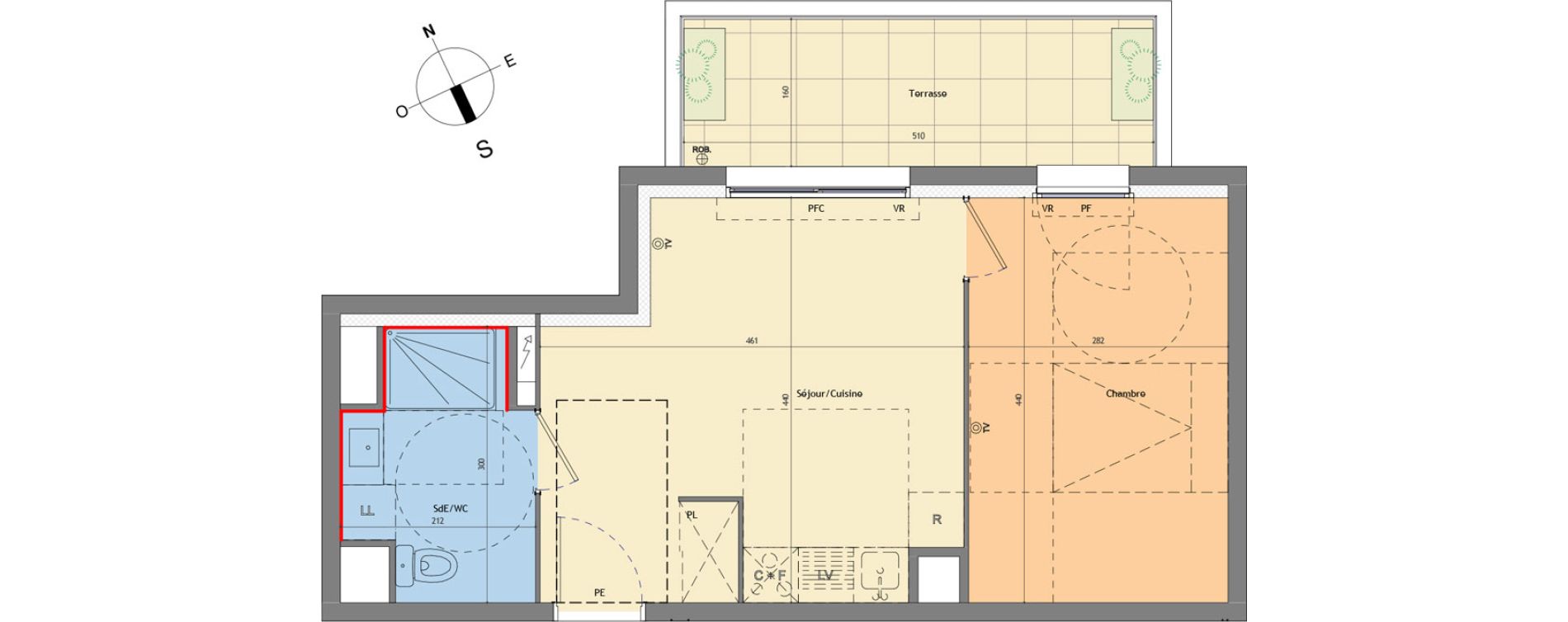 Appartement T2 de 35,80 m2 &agrave; Montpellier Estanove