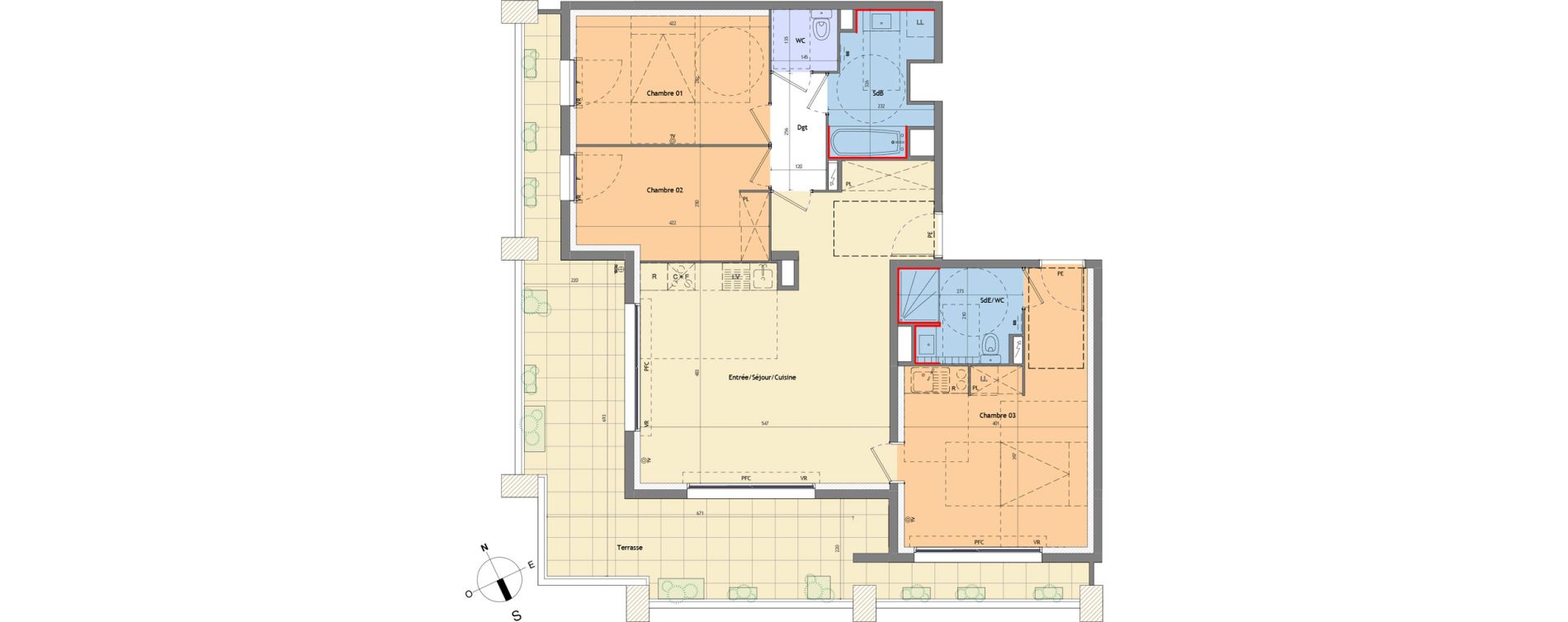 Appartement T4 de 89,80 m2 &agrave; Montpellier Estanove