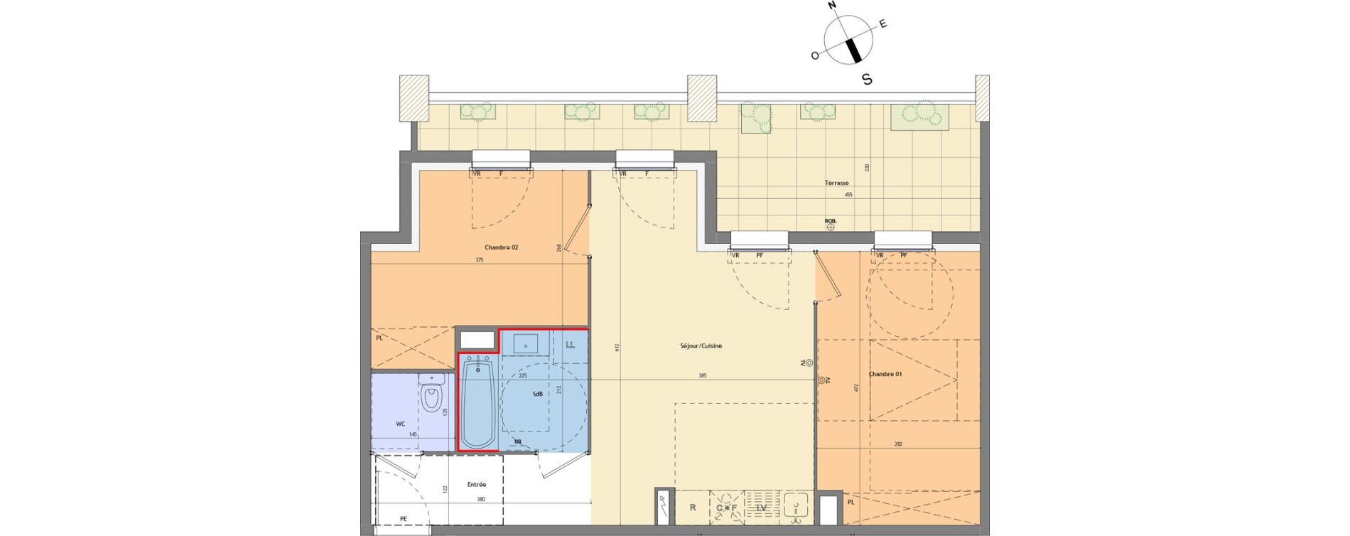 Appartement T3 de 54,60 m2 &agrave; Montpellier Estanove