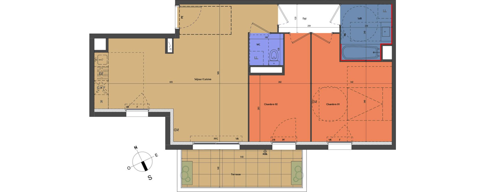 Appartement T3 de 61,60 m2 &agrave; Montpellier Estanove