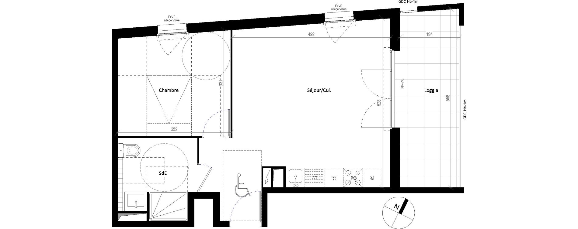 Appartement T2 de 44,70 m2 &agrave; Montpellier Port marianne