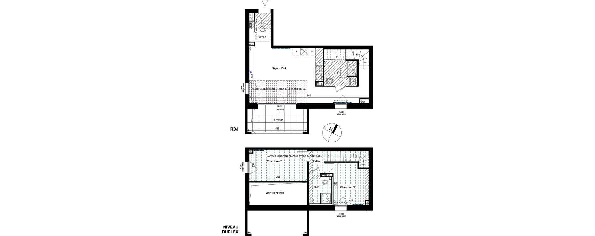 Duplex T3 de 66,20 m2 &agrave; Montpellier Port marianne