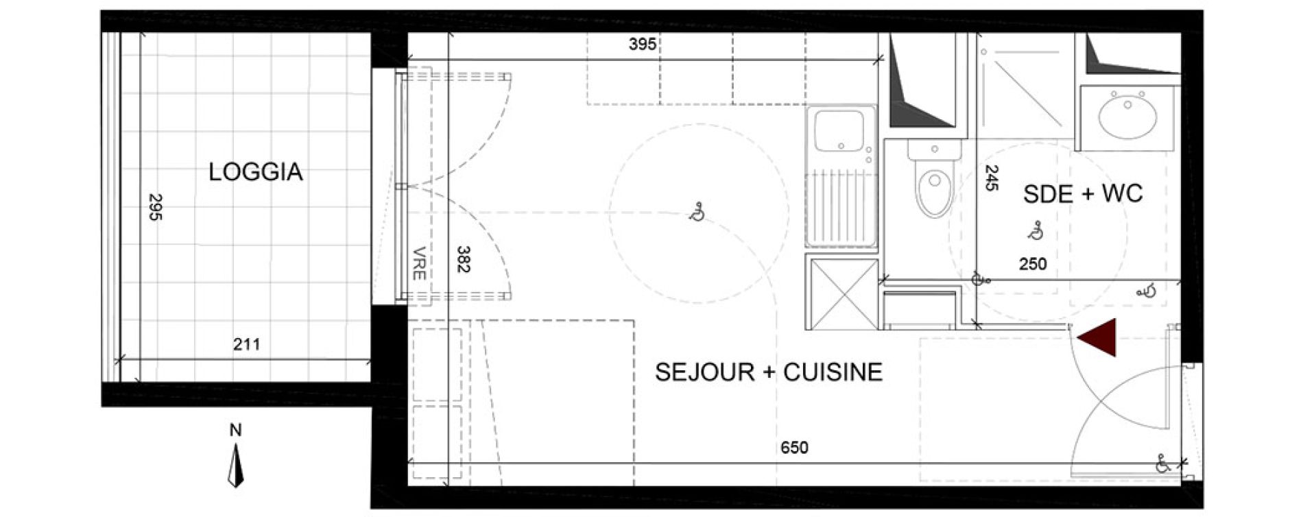 Appartement T1 de 23,20 m2 &agrave; Montpellier Montpellier saint martin