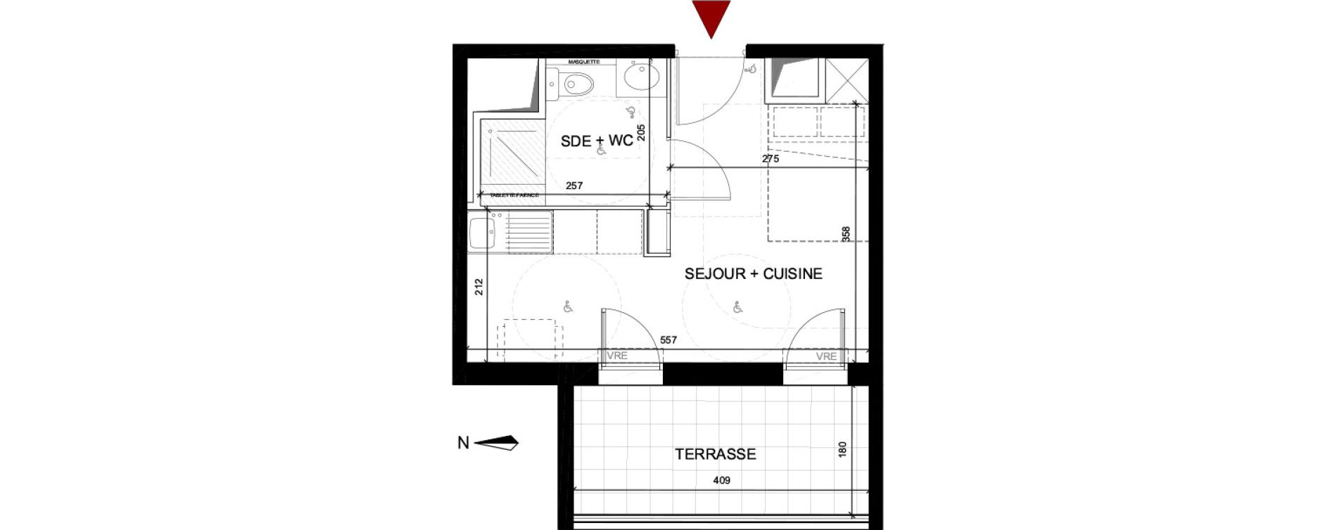 Appartement T1 de 21,20 m2 &agrave; Montpellier Montpellier saint martin