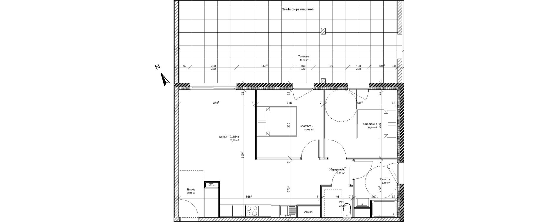 Appartement T3 de 58,93 m2 &agrave; Montpellier Hopitaux-facultes