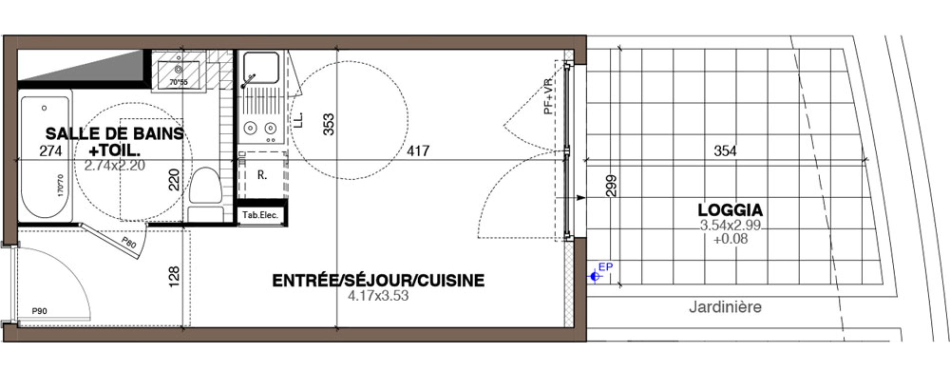 Appartement T1 de 22,90 m2 &agrave; Montpellier Hopitaux-facultes