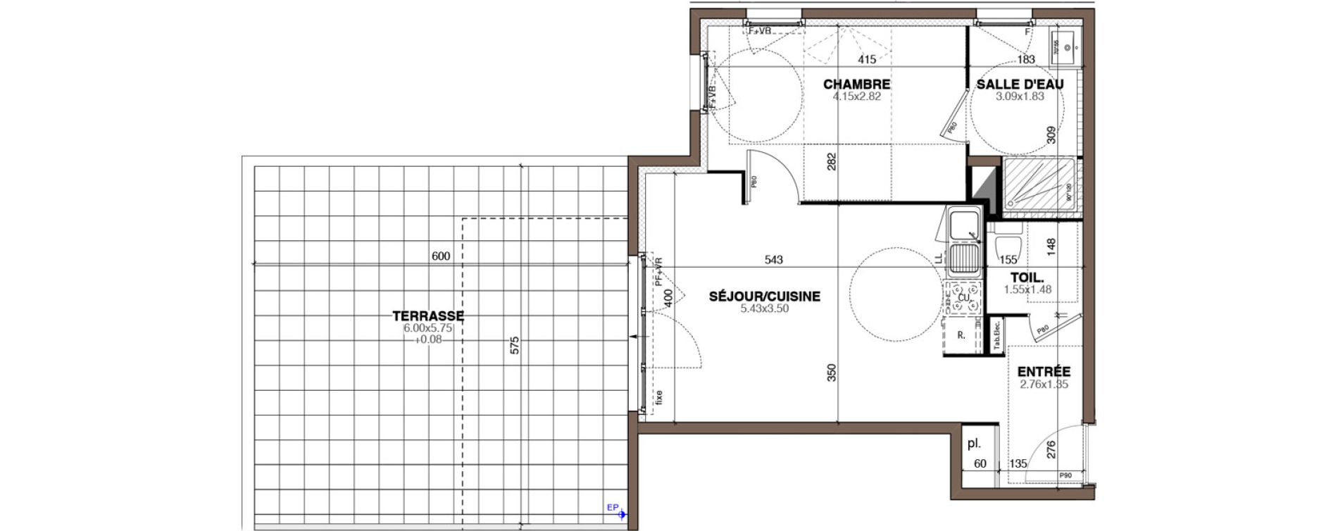 Appartement T2 de 42,40 m2 &agrave; Montpellier Hopitaux-facultes