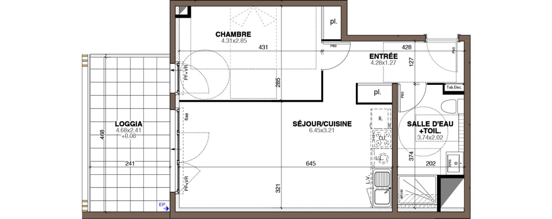 Appartement T2 de 45,90 m2 &agrave; Montpellier Hopitaux-facultes