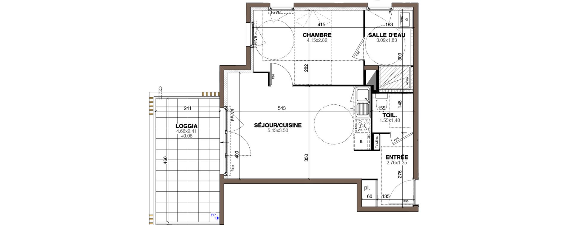 Appartement T2 de 42,40 m2 &agrave; Montpellier Hopitaux-facultes