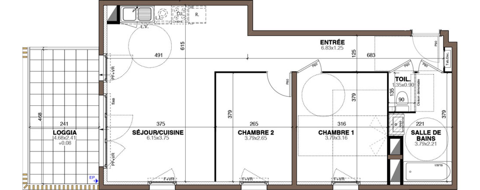 Appartement T3 de 63,20 m2 &agrave; Montpellier Hopitaux-facultes